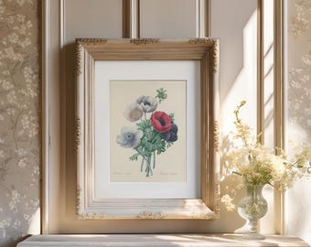 Vintage Anemone Print | Antique Botanical Floral Art (Digital Download)