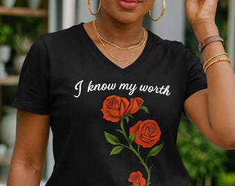 Empowering Rose Graphic Tee | Bella Women's V-Neck