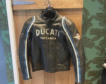 Ducati Meccanica Leather Jacket | Vintage Racing Motorcycle Gear | Men’s Biker Touring Jacket