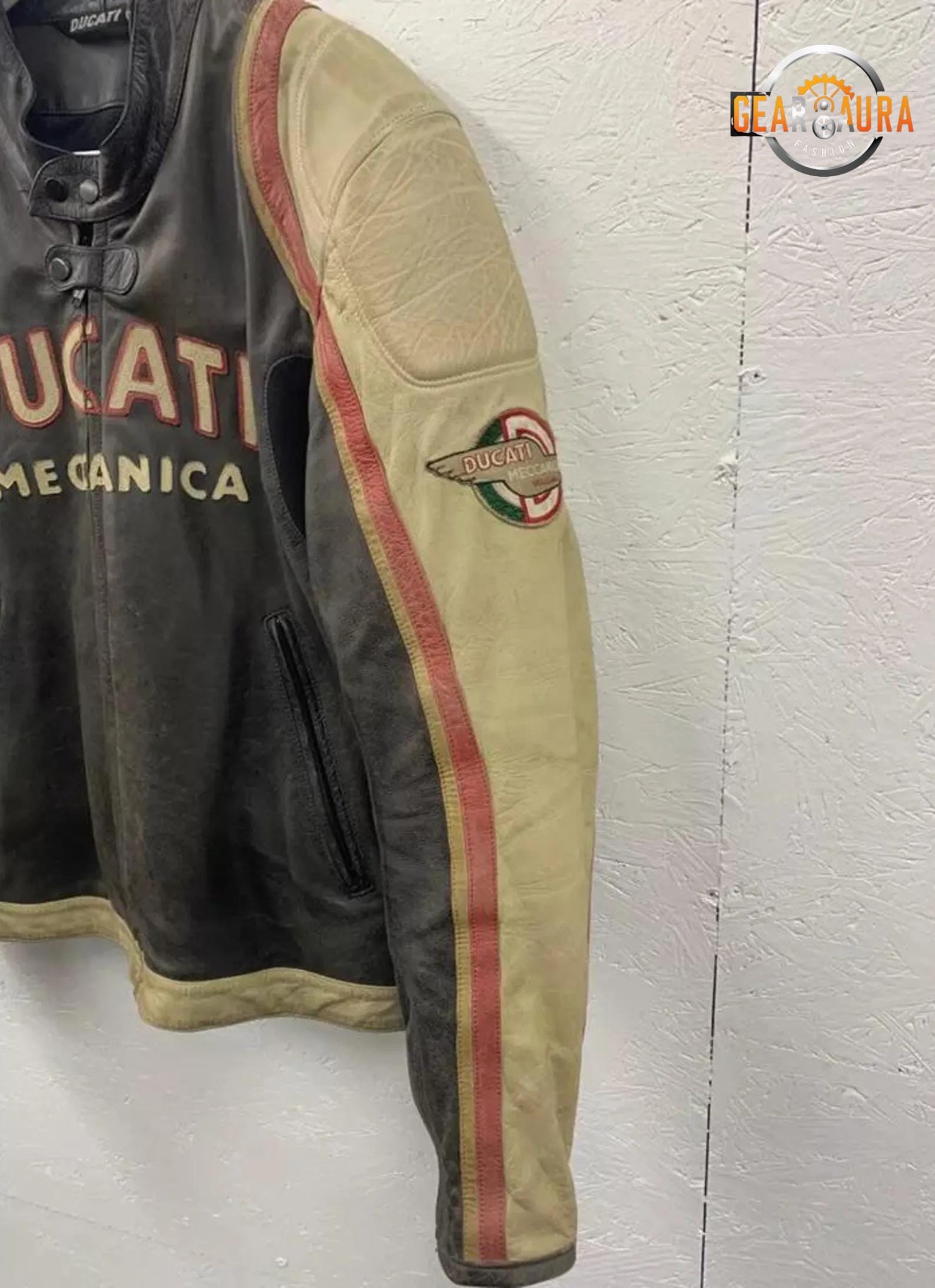 Biker Jacke Ducati Lederjacke Gebraucht Ducati Meccanica Lederjacke Vintage Motorrad-Rennausrüstung Herren Biker  Rindsleder Reitjacke