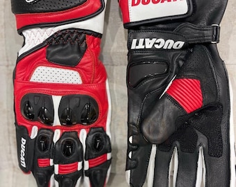 Ducati Leather Motorcycle Gloves: Racing Biker Protective Gear