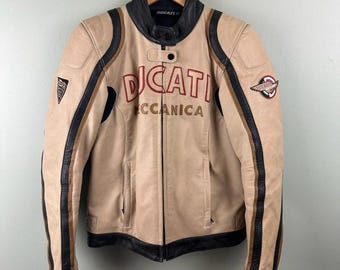 Ducati Meccanica Leather Jacket | Vintage Motorcycle Racing Gear | Men’s Biker Cowhide Riding Jacket