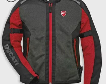 Ducati Mesh Motorcycle Jacket Men | CE Armored Breathable Riding Gear | Summer Biker Touring Jacket