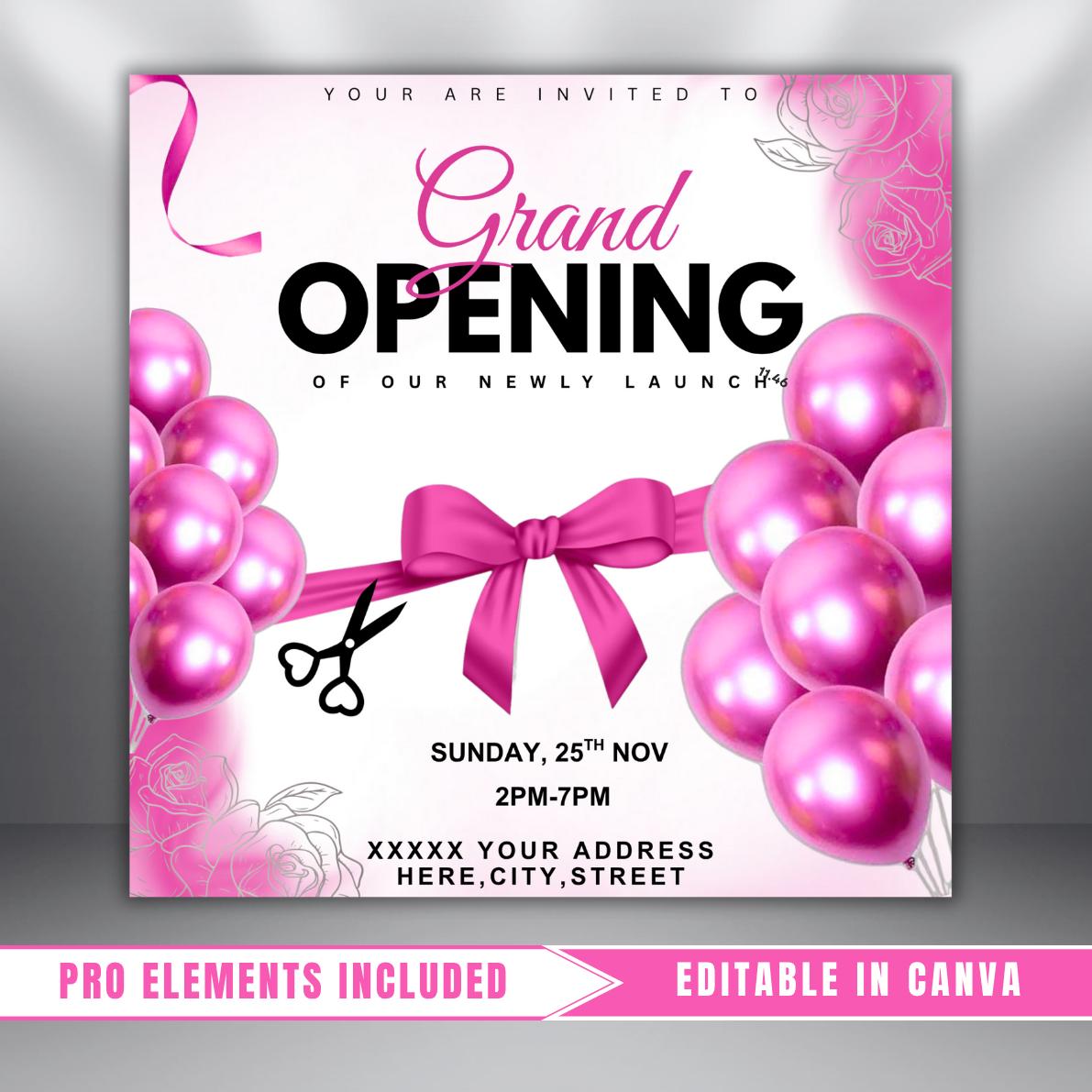 Grand Opening Flyer, Lash, Hair Salon Event (Canva Template)