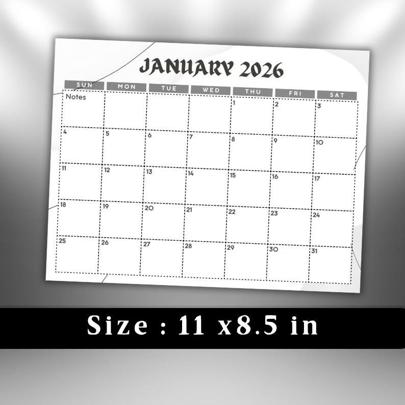 Editable January 2026 Calendar Template, Minimalist Monthly Planner ...