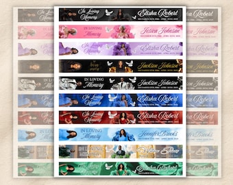 Memorial Ribbon Template Bundle | Funeral Canva Designs  (Digital Download)