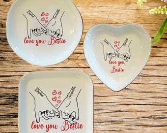Bestie Schmuckschale, personalisierte Bester Freund Schmuckschale, benutzerdefinierter Name Bestie Geschenk, liebe dich Bestie Ringschale, Freundschaftsgeschenk Beste Freunde