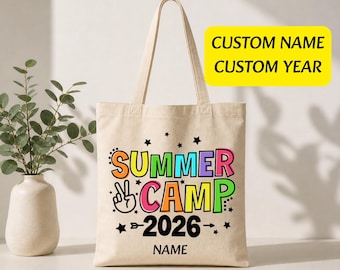 Personalized Summer Camp Tote Bag, Custom Camp Gift Sack, Summer Camp 2026 Bag, Custom Name Camp Bag, Camp Counselor Gift