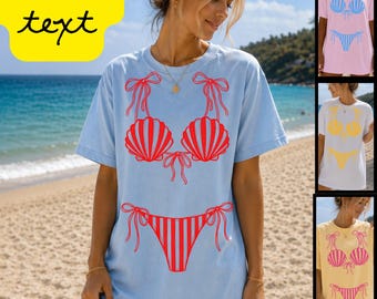 Personalized Beach Bikini Tee, Custom Summer Vacation, Coastal Girls Getaway Top, Bride Weekend Graphic Shirt, Tropical Travel, Beach Crew