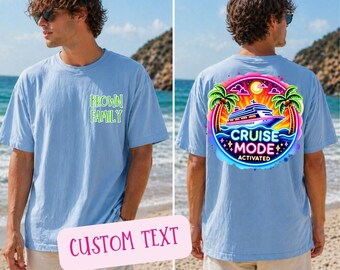 Camiseta personalizada para la familia del crucero, camiseta con el mensaje "Modo crucero activado", camiseta a juego para el viaje de vacaciones familiares en crucero, camiseta gráfica de verano para la playa, colores cómodos