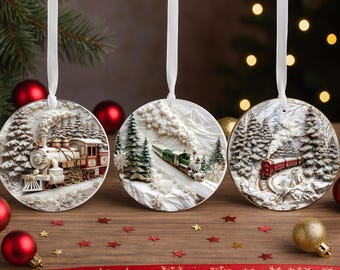 Decorazione a forma di treno di Natale: 3 modelli in un unico annuncio. Scegli il tuo modello di treno preferito. Scrivi il nome del modello nella casella di personalizzazione, OR21