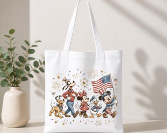 Koszulka Disney Mickey Minnie Friends, Patriotyczna koszulka Disney Vacation, Letni strój Myszki Miki i Przyjaciele, Zestaw torebek i worków prezentowych