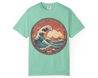 Waves of Adventure T-Shirt, stückgefärbte Baumwolle, Ocean Lover Geschenk