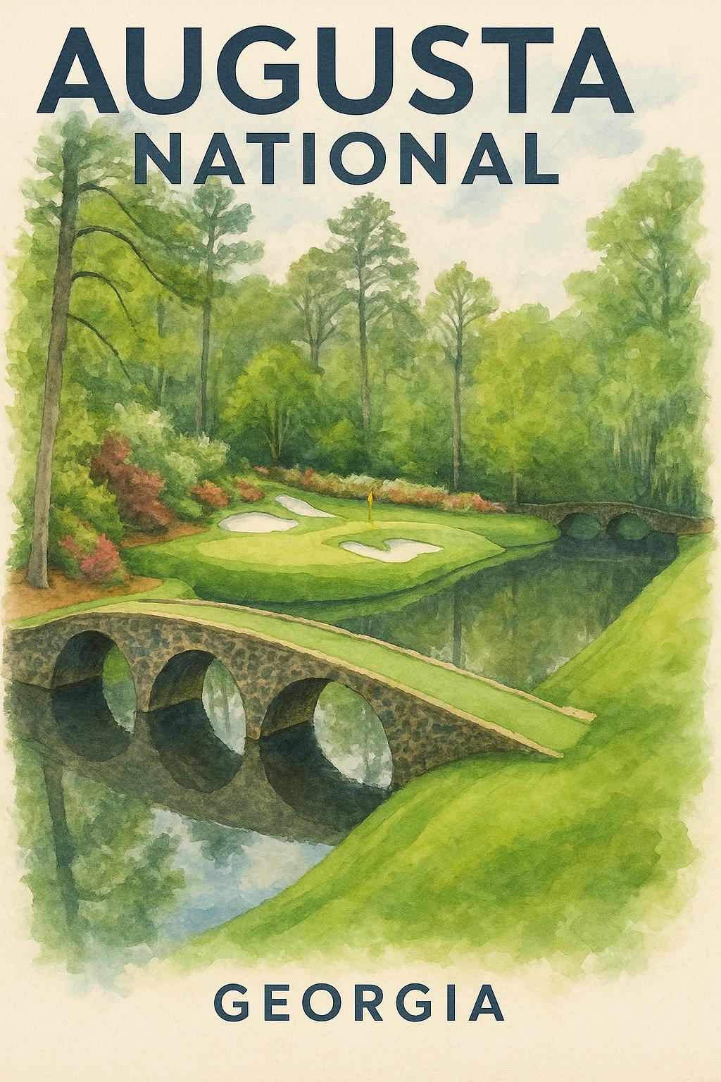 セントアンドリュース・オールドコースの水彩画ポスター：ゴルフ発祥の