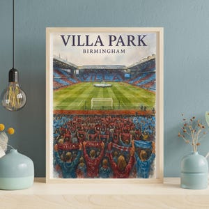 Villa Park Watercolour Poster | Aston Villa Football Stadium Art Print | Birmingham Wall Decor