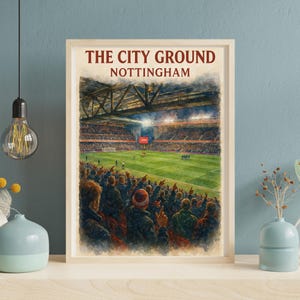 The City Ground Nottingham Watercolour Football Poster | Nottingham Forest Stadium Wall Art Print | Gift for Football Fans