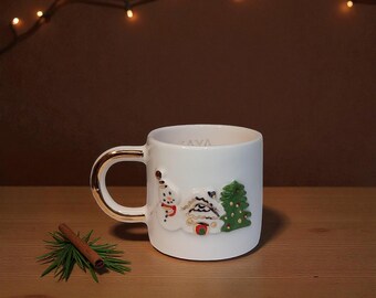 Handmade Ceramic Mug with 24K Gold – Christmas Home Design Cup, Cozy Holiday Coffee Mug