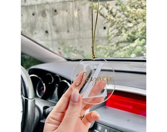 Personalized Car Mirror Charm - Custom Name, Acrylic Car Accessory, Decor Gift
