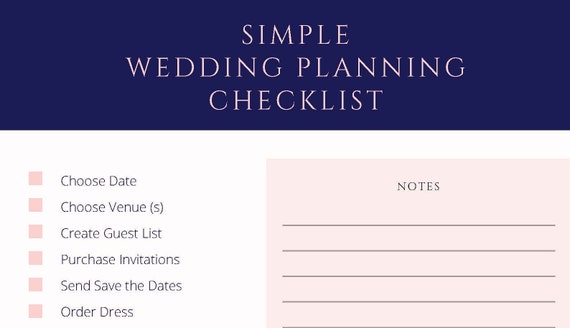 dark blue and pink simple wedding planning checklist printable wedding planning checklists printable