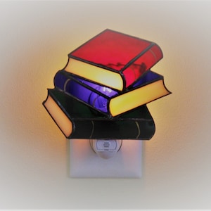 Stained Glass Books Night Light Librarian Read Love Books