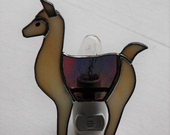 Llama, Llama, Will You Be My Mama?  Stained Glass Lama Night Light