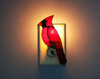 Veilleuse Cardinal rouge en verre pour chambre d'enfant, personnes âgées