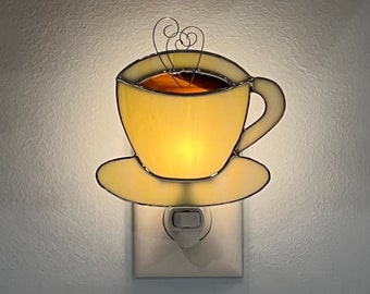 Stained Glass Yellow Cup of Joe Night Light