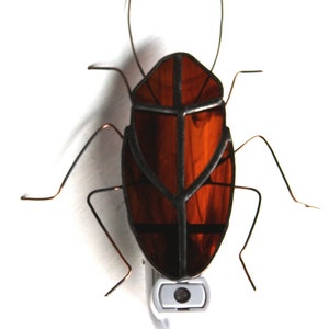 Stained Glass Night Light Insect Brown Cockroach 