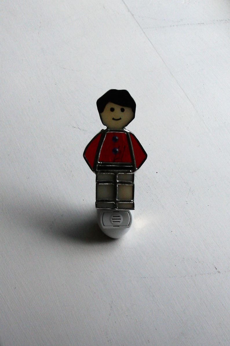 Lego Man Look Alike Light Sensor Stained Glass Night Light Etsy