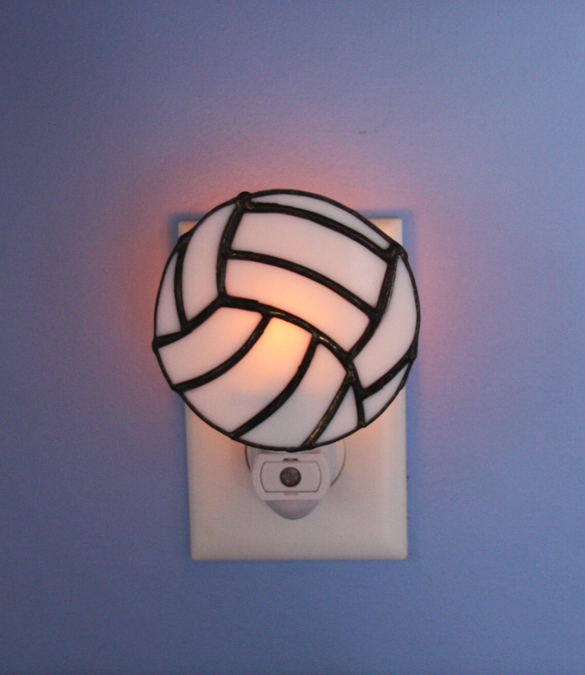 White Volleyball Stained Glass Light Sensor Night Light Etsy
