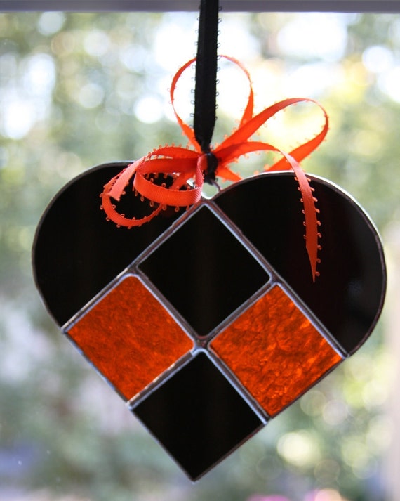 Red Checkerboard Stained Glass Heart