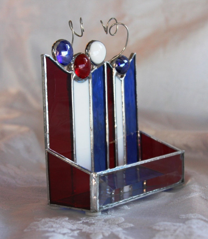 Celebrate America Stained Glass Red, White and Blue Business Card Appointment Card Holder image 5