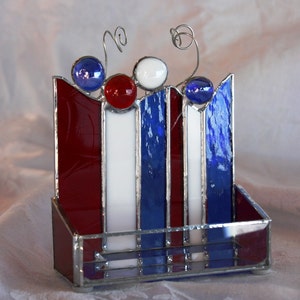 Celebrate America Stained Glass Red, White and Blue Business Card Appointment Card Holder image 1