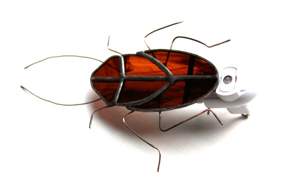 Stained Glass Night Light Insect Brown Cockroach 