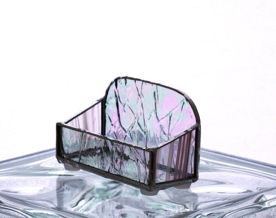 Iridescent Textured Stained Glass Business Card Holder