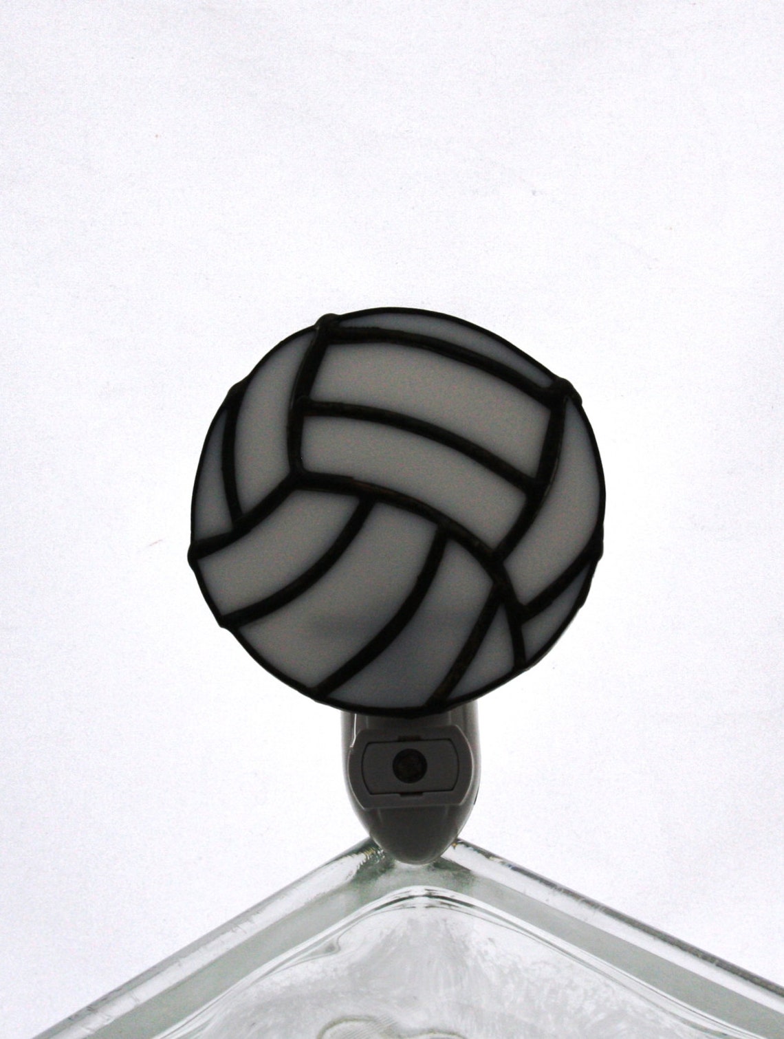 White Volleyball Stained Glass Light Sensor Night Light Etsy