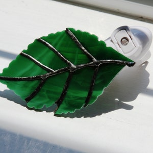 Green Elm Leaf Stained Glass Night Light image 4