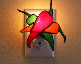 Red Orange Green Hot Chili Peppers Night Light