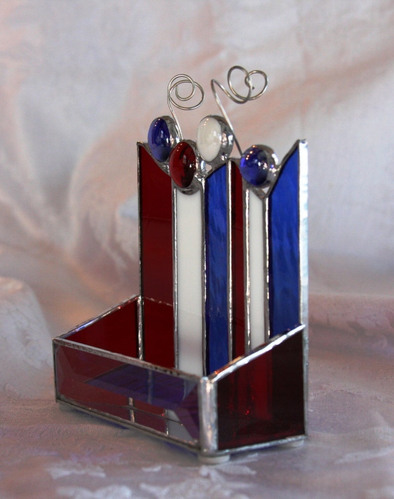 Celebrate America Stained Glass Red, White and Blue Business Card Appointment Card Holder image 3