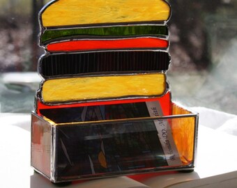 Where's the Beef Stained Glass Business Card Holder