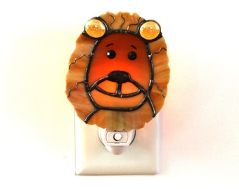 Golden Lion Kid's Stained Glass Night Light