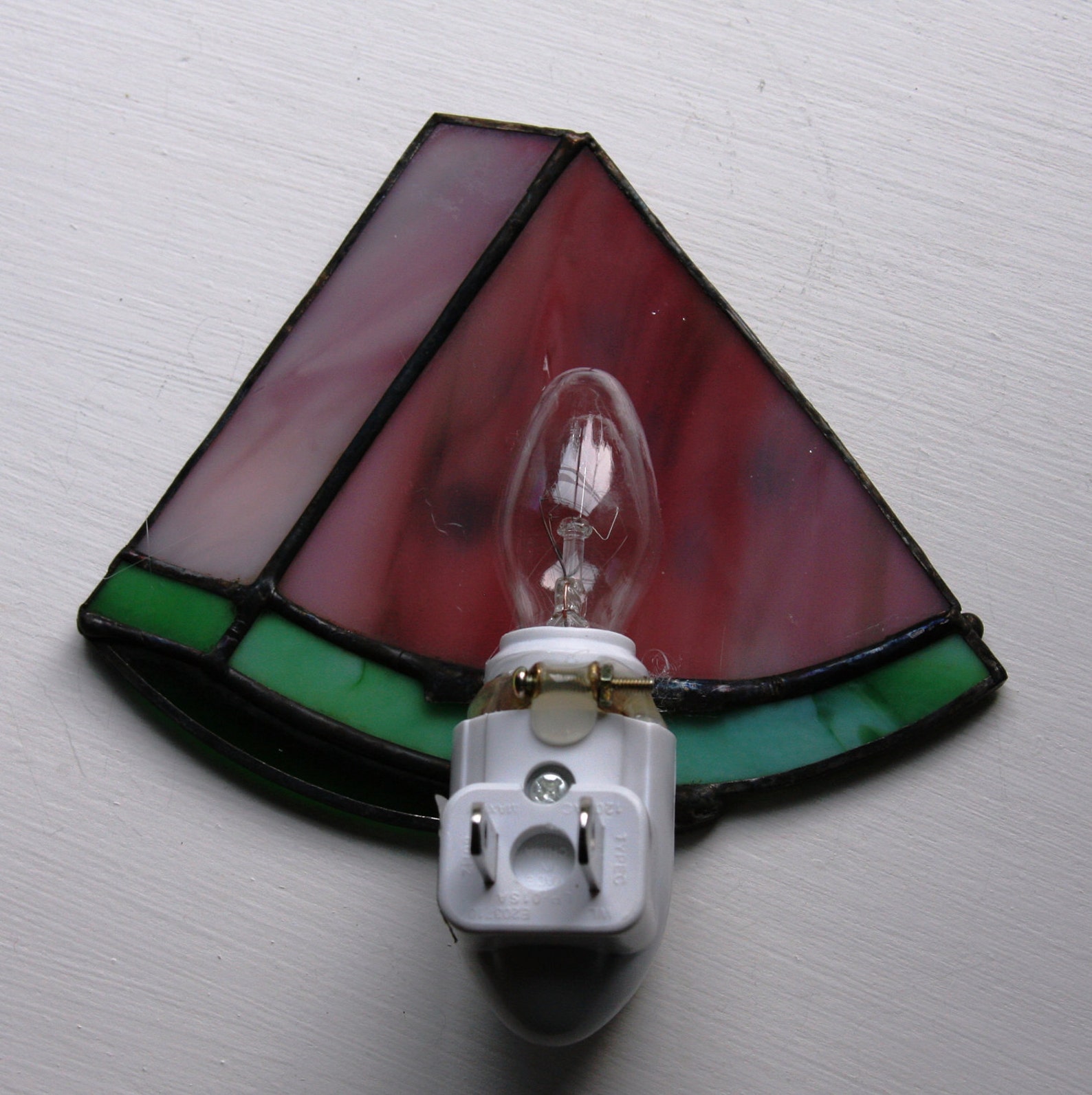 Night Light Stained Glass Summertime Watermelon Light Sensor Etsy