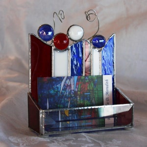 Celebrate America Stained Glass Red, White and Blue Business Card Appointment Card Holder image 2