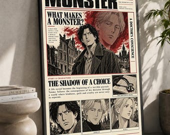 Minimalist Monster Anime Print: Manga Poster, Matte Finish