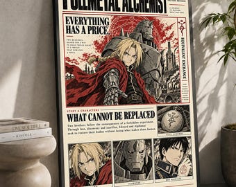 Full Metal Alchemist Poster: Minimalist Anime Manga Art Print