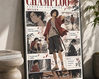 Samurai Champloo Anime Poster: Minimalist Manga Art Print