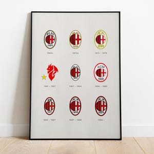 AC Milan Logo Poster | AC Milan Logo Print | AC Milan Logo Wall Art | Football Poster | Soccer Poster | Minimalist Poster