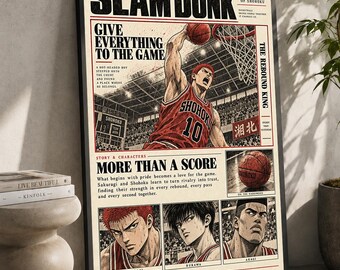 Slam Dunk Anime Poster: Minimalist Manga Print