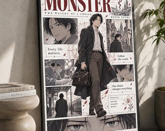 Minimalist Monster Anime Print: Manga Poster, Matte Finish