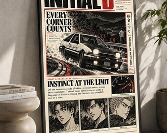 Initial D Anime Poster: Minimalist Manga Art Print